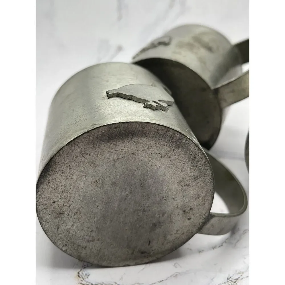 3 Children's Metal Cups w/Animals Duck, Horse,‎ Bear Vintage